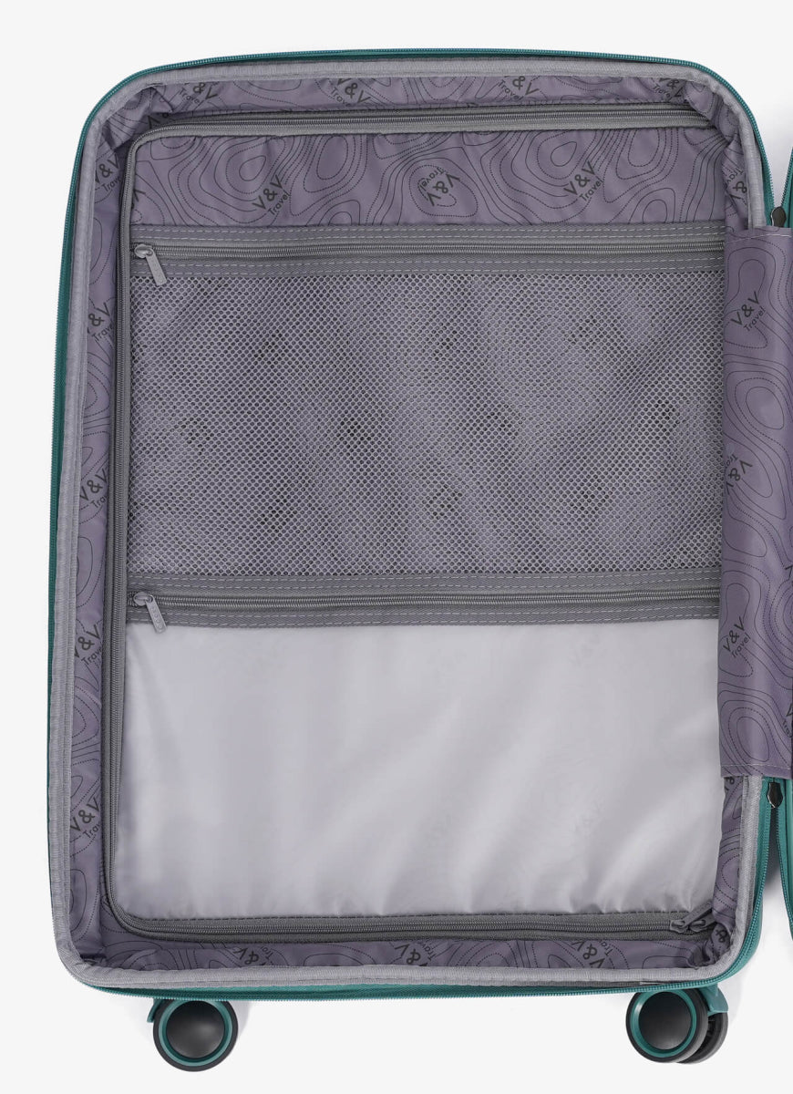 Σετ 3 βαλίτσες V&V Travel Metallo (20″/24″/28″) 3 κομματιών - πράσινο