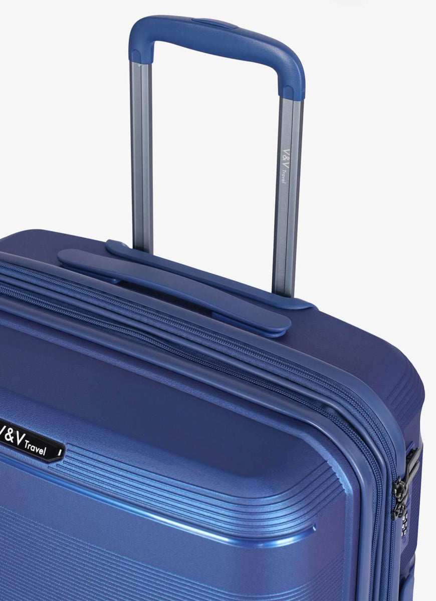 Σετ 3 βαλίτσες V&V Travel Metallo (20″/24″/28″) - 3 κομματιών - Μπλε