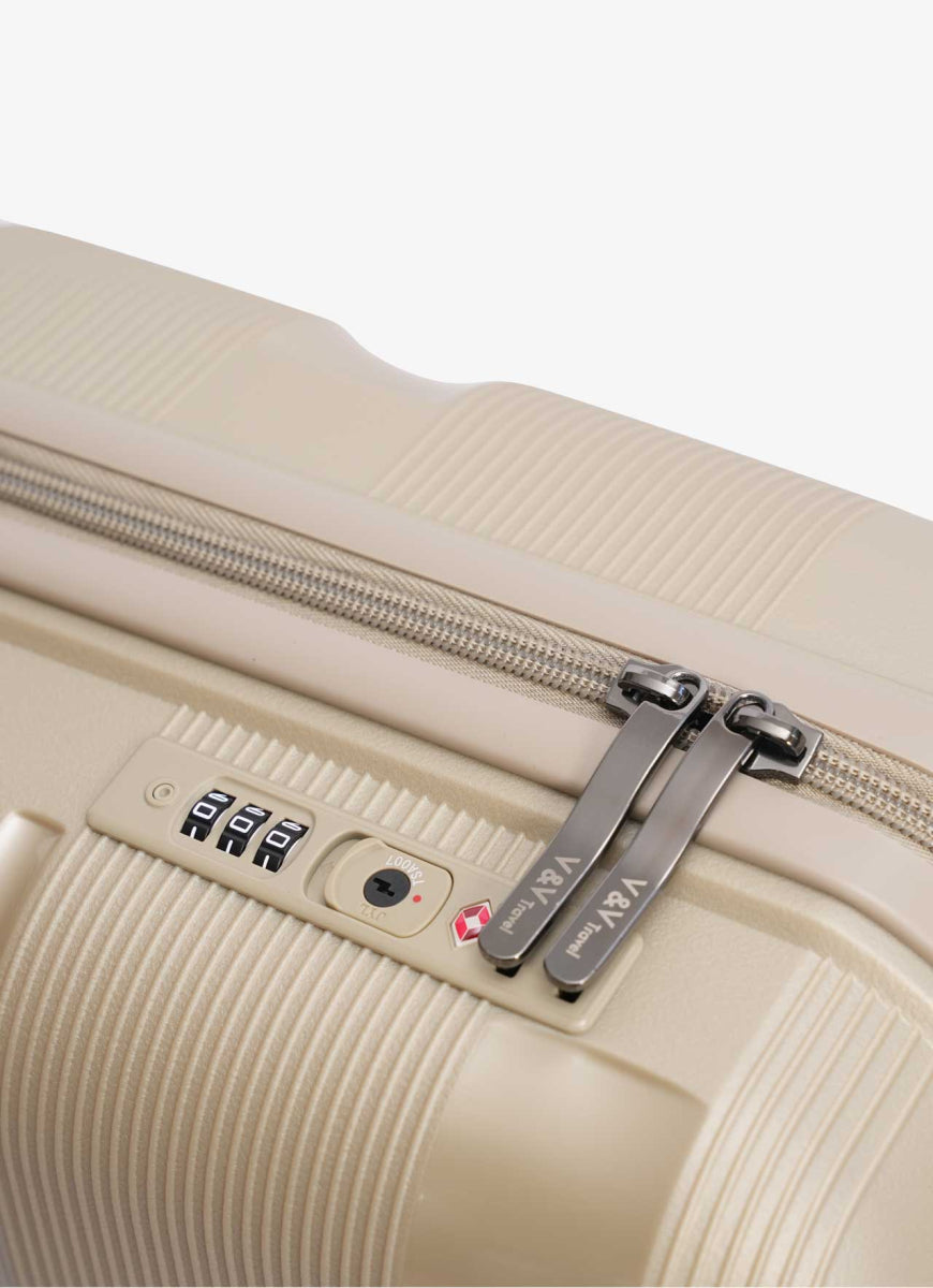 Σετ 3 βαλίτσες V&V Travel Metallo (20″/24″/28″)- 3 κομματιών - Μπεζ