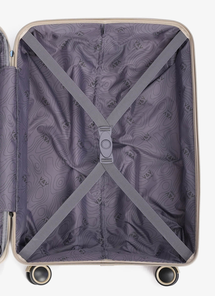 Σετ 3 βαλίτσες V&V Travel Metallo (20″/24″/28″)- 3 κομματιών - Μπεζ