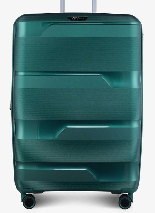 Σετ 3 βαλίτσες V&V Travel Metallo (20″/24″/28″) 3 κομματιών - πράσινο